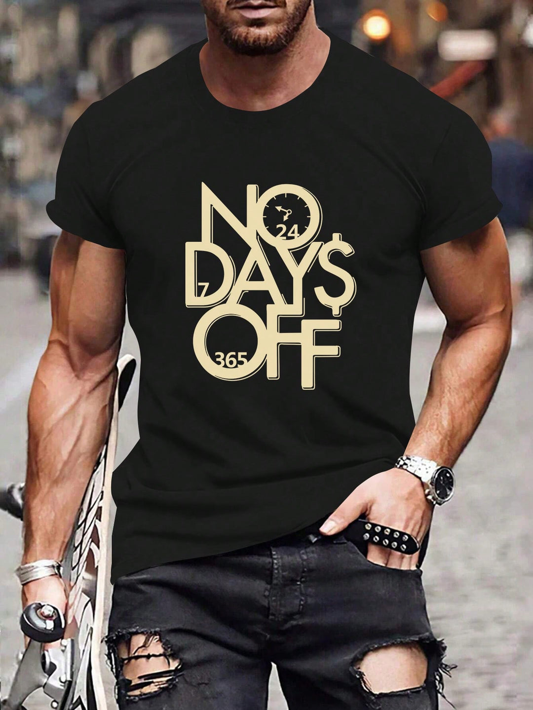 Manfinity Homme Men Letter Pattern Printed Short Sleeve Casual T-Shirt, Boyfriend Gift