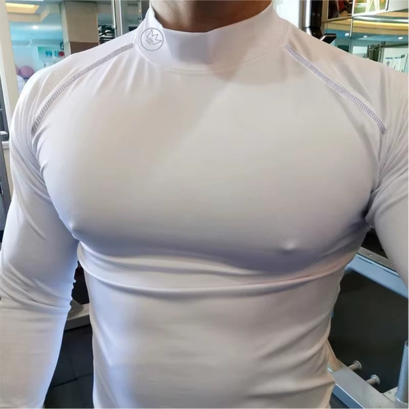 Gym Long Sleeve Shirt Men Fitness Training T-Shirt Running Sport Bodybuilding Skinny Tee Tops Muscle Workout Clothing