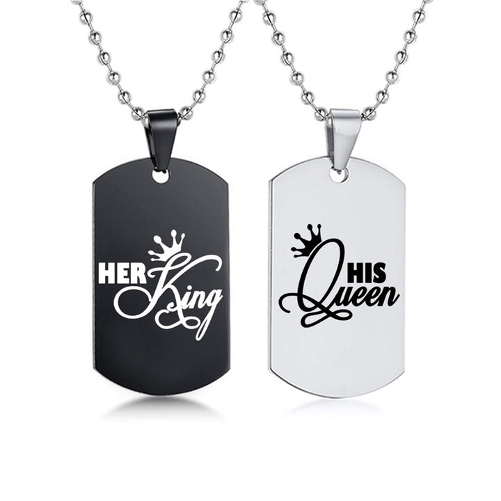 Her King • His Queen Dog Tag Ketting (Set van 2)