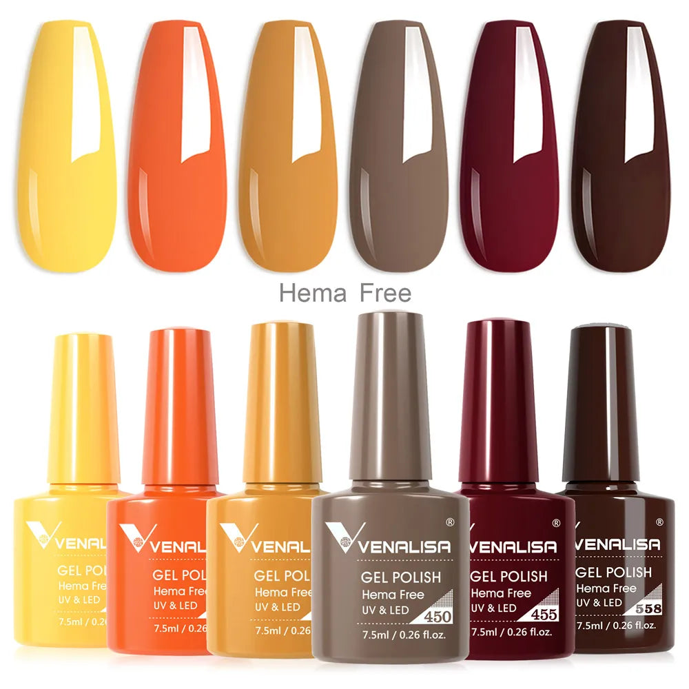 Nail Gel Polish Autumn Color TPO FREE Fall Season Gel Nail Polish Kit Soak off UV LED Semi Permanent Nail Gel 6Pcs/Kit