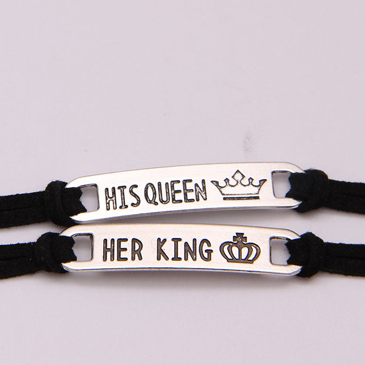 His Queen / Her King – Alloy Couple Bracelet Set