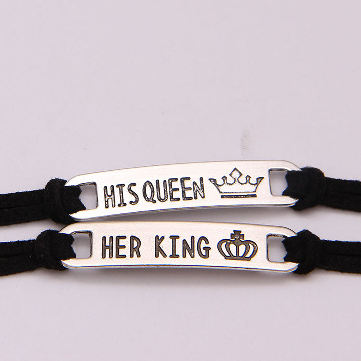 His Queen / Her King – Alloy Couple Bracelet Set
