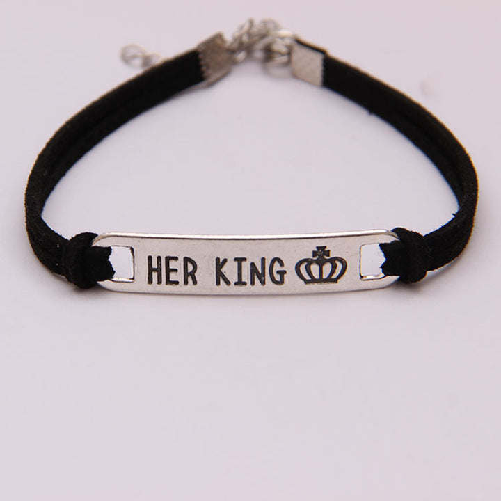 His Queen / Her King – Alloy Couple Bracelet Set
