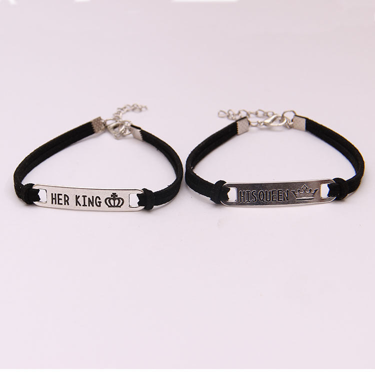 His Queen / Her King – Alloy Couple Bracelet Set