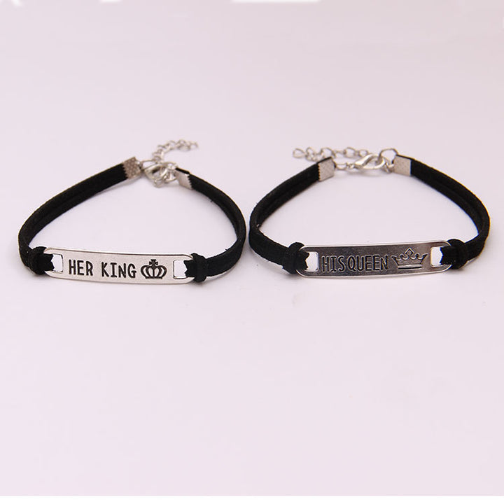 His Queen / Her King – Alloy Couple Bracelet Set