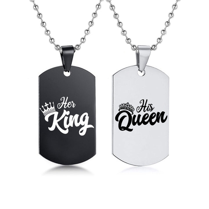 Her King • His Queen Dog Tag Ketting (Set van 2)