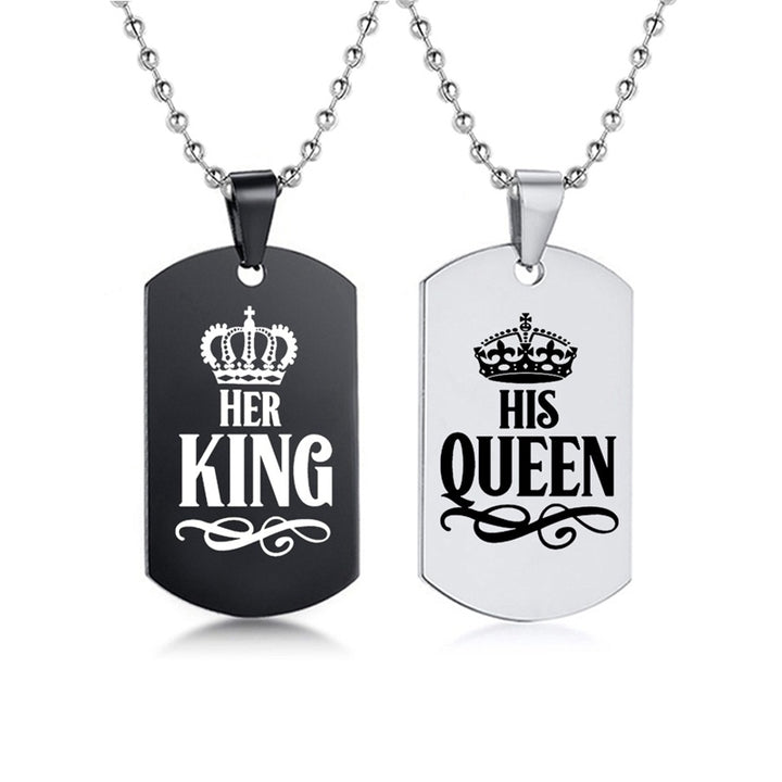 Her King • His Queen Dog Tag Ketting (Set van 2)