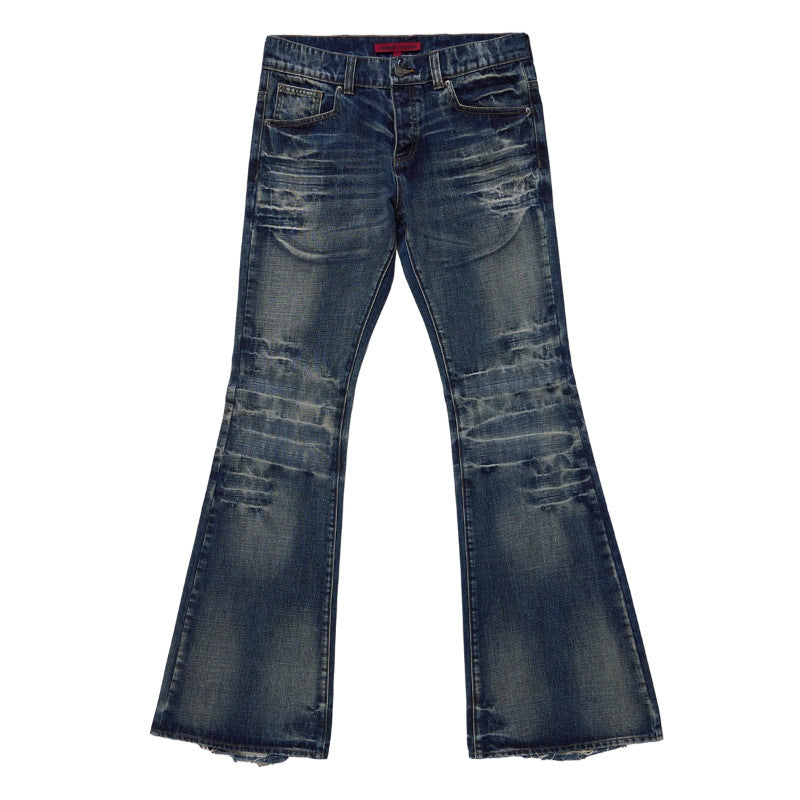 Heren jeans met lichte flare, relaxed been en vintage wash