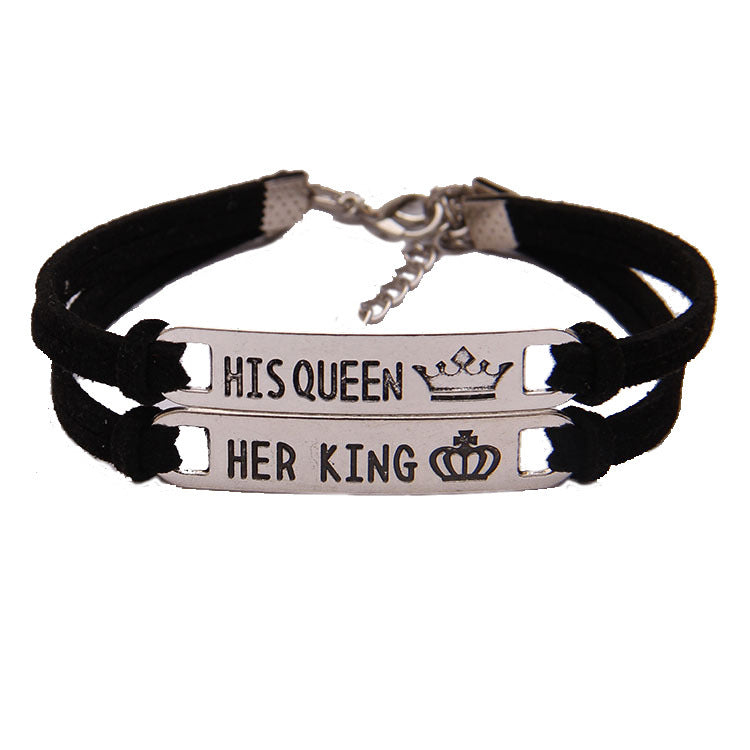 His Queen / Her King – Alloy Couple Bracelet Set
