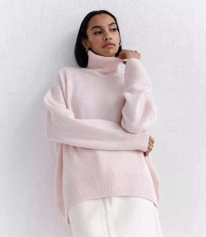 Winter coltrui, effen kleur, lange mouw, pullover top