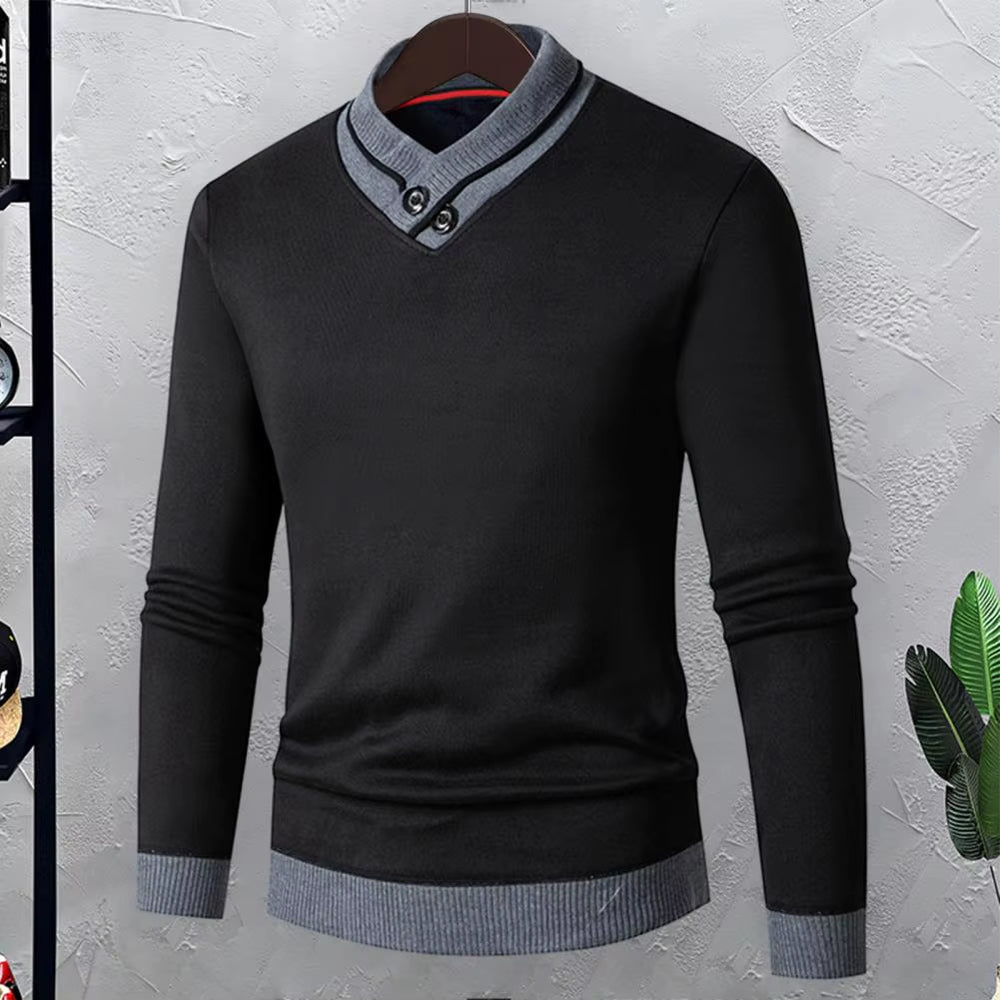 Autumn Winter Men Sweater V Neck Knitted Thick Elastic Warm Sweater Long Sleeves Pullover Slim Fit Men Thermal Underwear