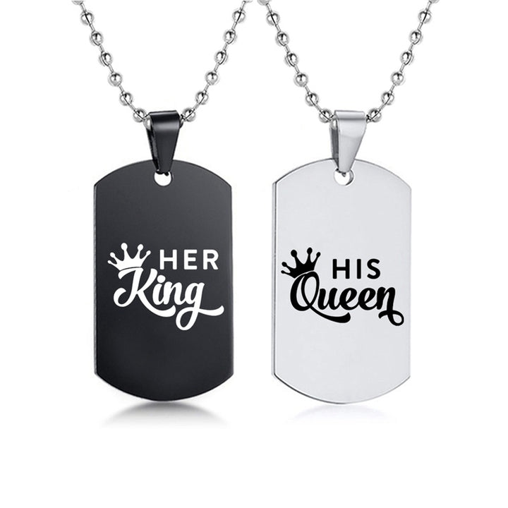 Her King • His Queen Dog Tag Ketting (Set van 2)