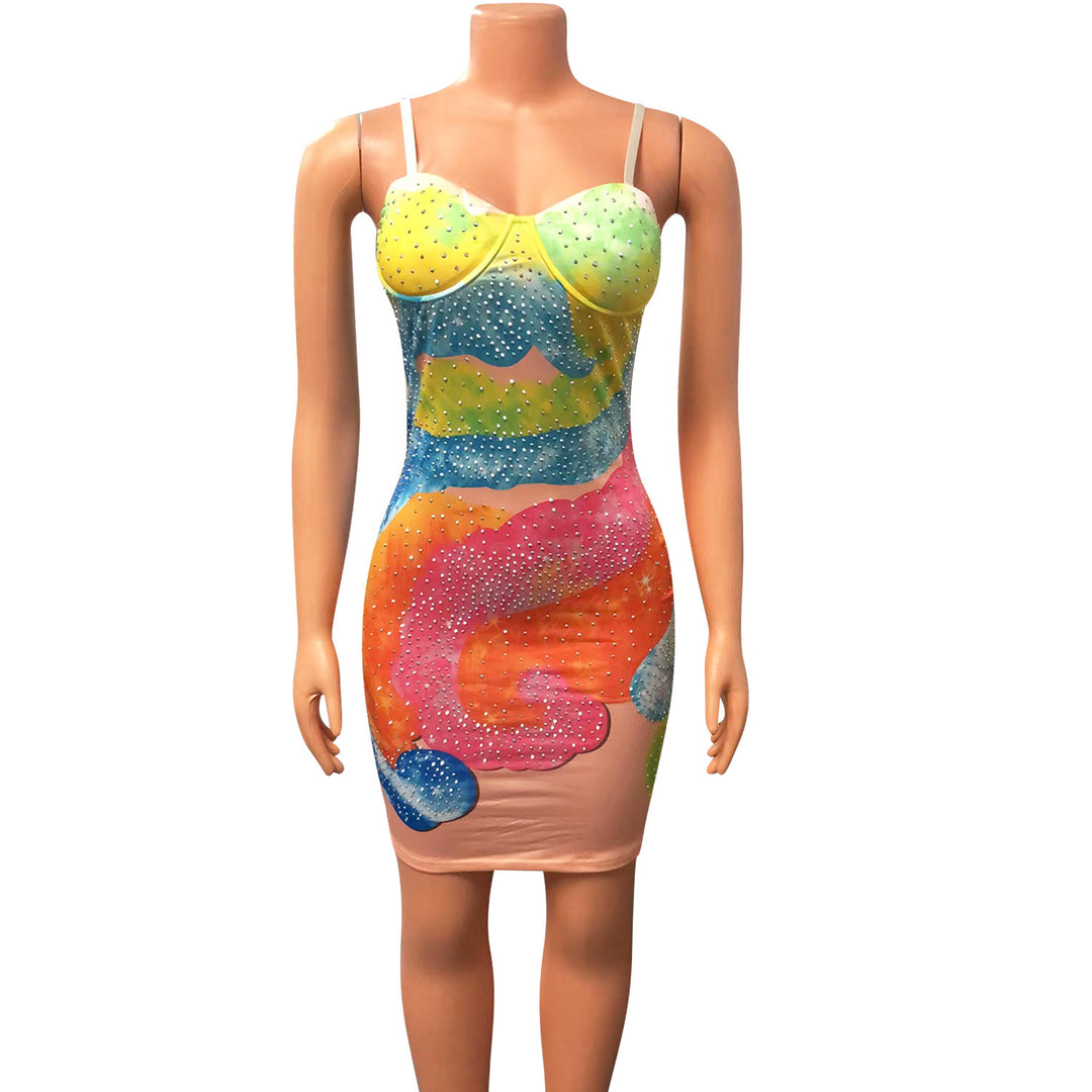 Rhinestone slipjurk voor dames — night-out