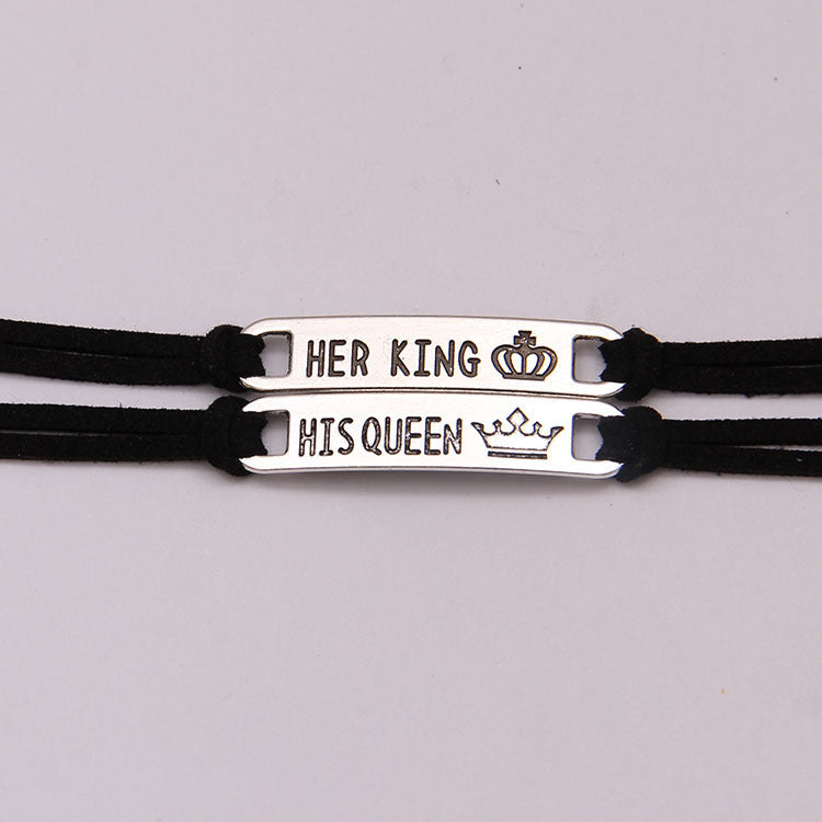 His Queen / Her King – Alloy Couple Bracelet Set