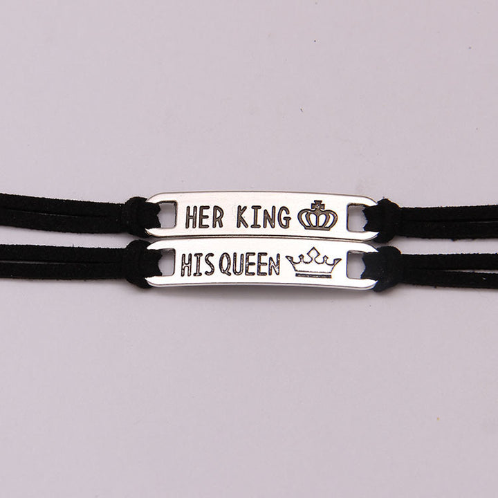 His Queen / Her King – Alloy Couple Bracelet Set