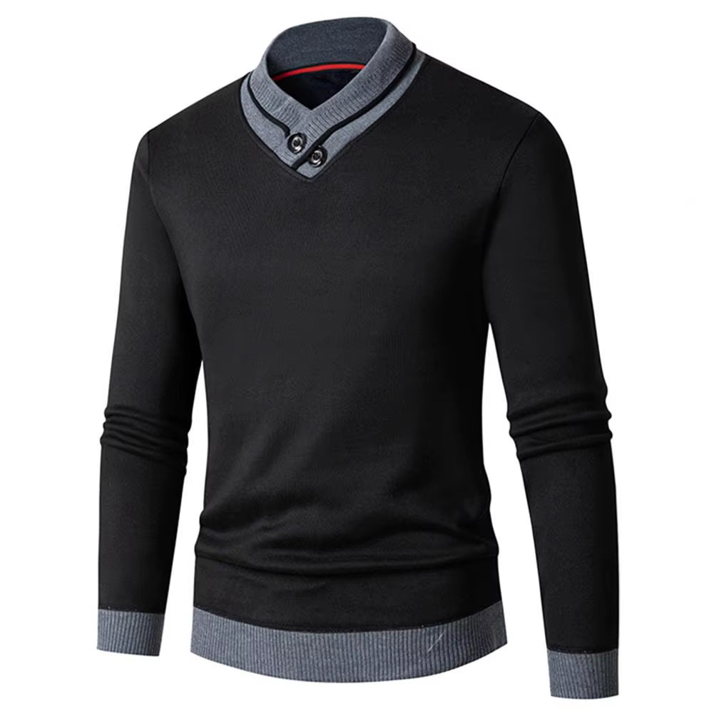 Autumn Winter Men Sweater V Neck Knitted Thick Elastic Warm Sweater Long Sleeves Pullover Slim Fit Men Thermal Underwear
