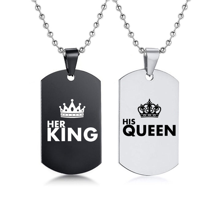 Her King • His Queen Dog Tag Ketting (Set van 2)