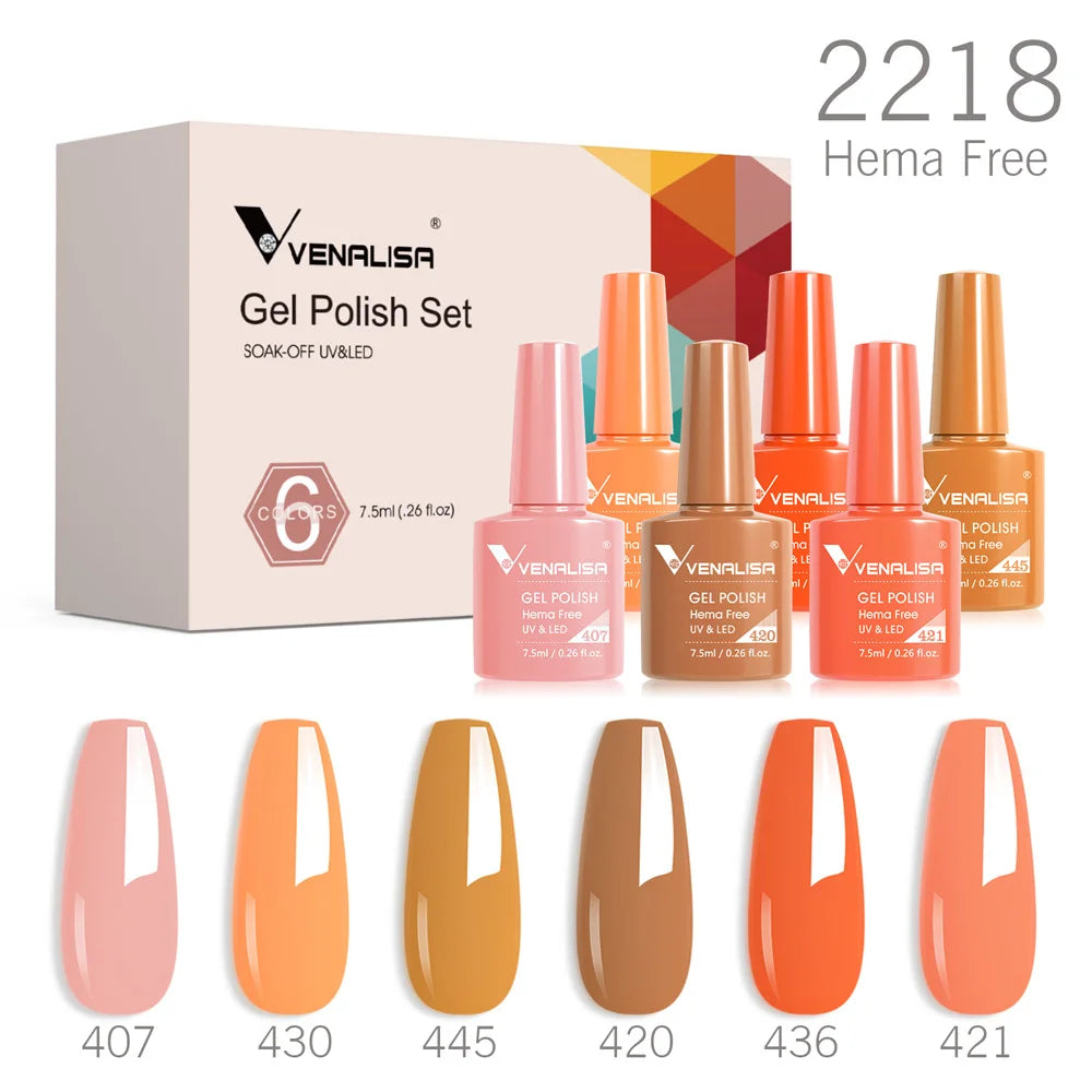 Nail Gel Polish Autumn Color TPO FREE Fall Season Gel Nail Polish Kit Soak off UV LED Semi Permanent Nail Gel 6Pcs/Kit