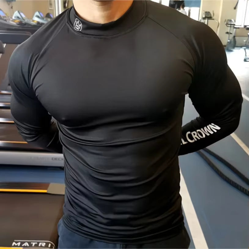 Gym Long Sleeve Shirt Men Fitness Training T-Shirt Running Sport Bodybuilding Skinny Tee Tops Muscle Workout Clothing