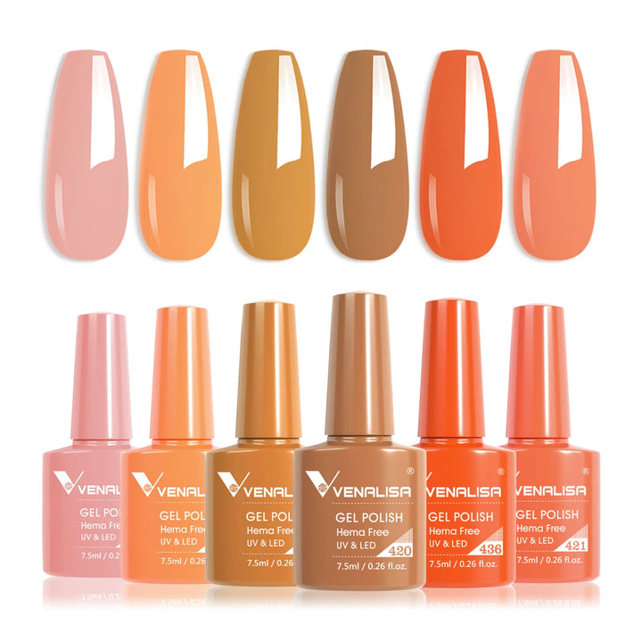 Nail Gel Polish Autumn Color TPO FREE Fall Season Gel Nail Polish Kit Soak off UV LED Semi Permanent Nail Gel 6Pcs/Kit