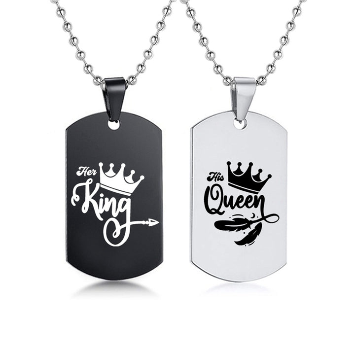 Her King • His Queen Dog Tag Ketting (Set van 2)