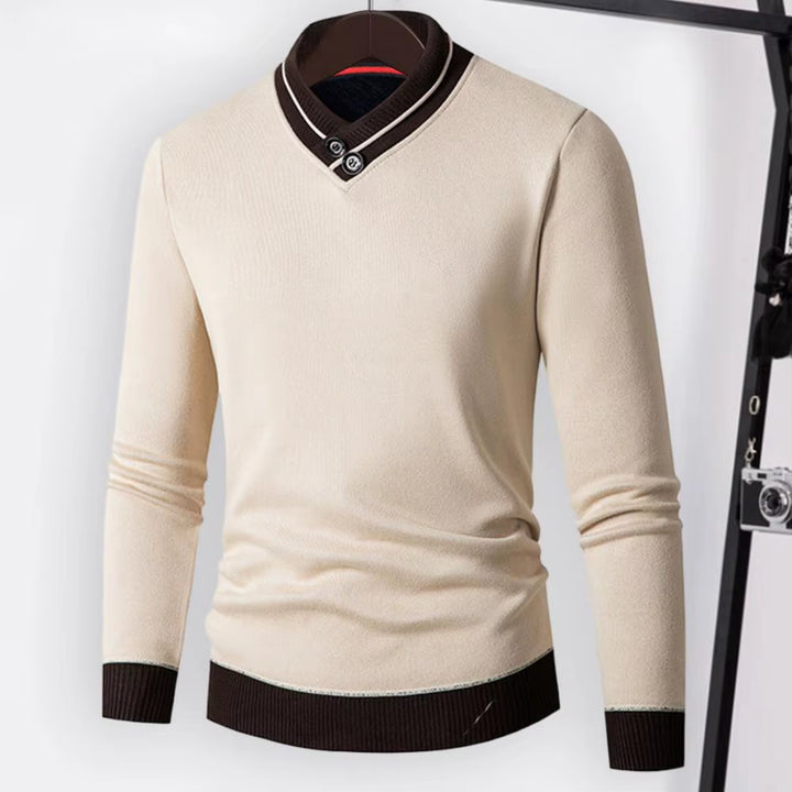 Autumn Winter Men Sweater V Neck Knitted Thick Elastic Warm Sweater Long Sleeves Pullover Slim Fit Men Thermal Underwear