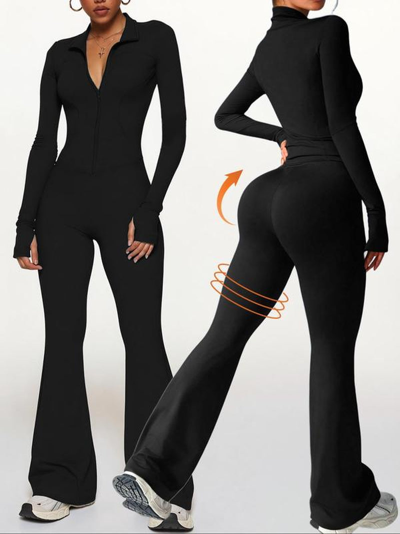 Women'S Slim Fit Workout Set, Long Sleeve Sports Jacket & High Waist Leggings, Comfortable Fashion Running Gym Clothes, 2 Piece, Casual Gym Wear