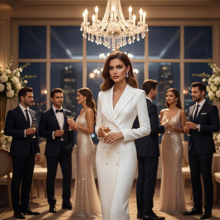 Double-Breasted Blazer Jurk - Elegante Blazerdress met Reverskraag