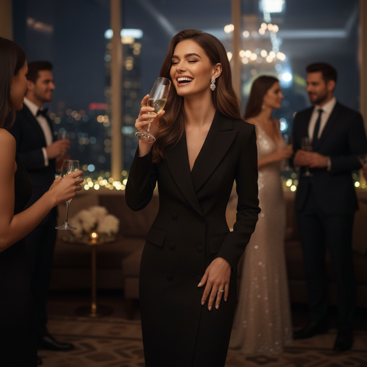 Double-Breasted Blazer Jurk - Elegante Blazerdress met Reverskraag