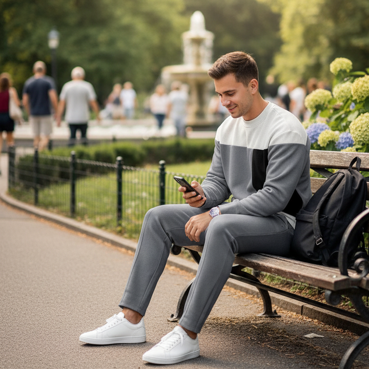 Casual top met kroonprint hoge hals lange setgr