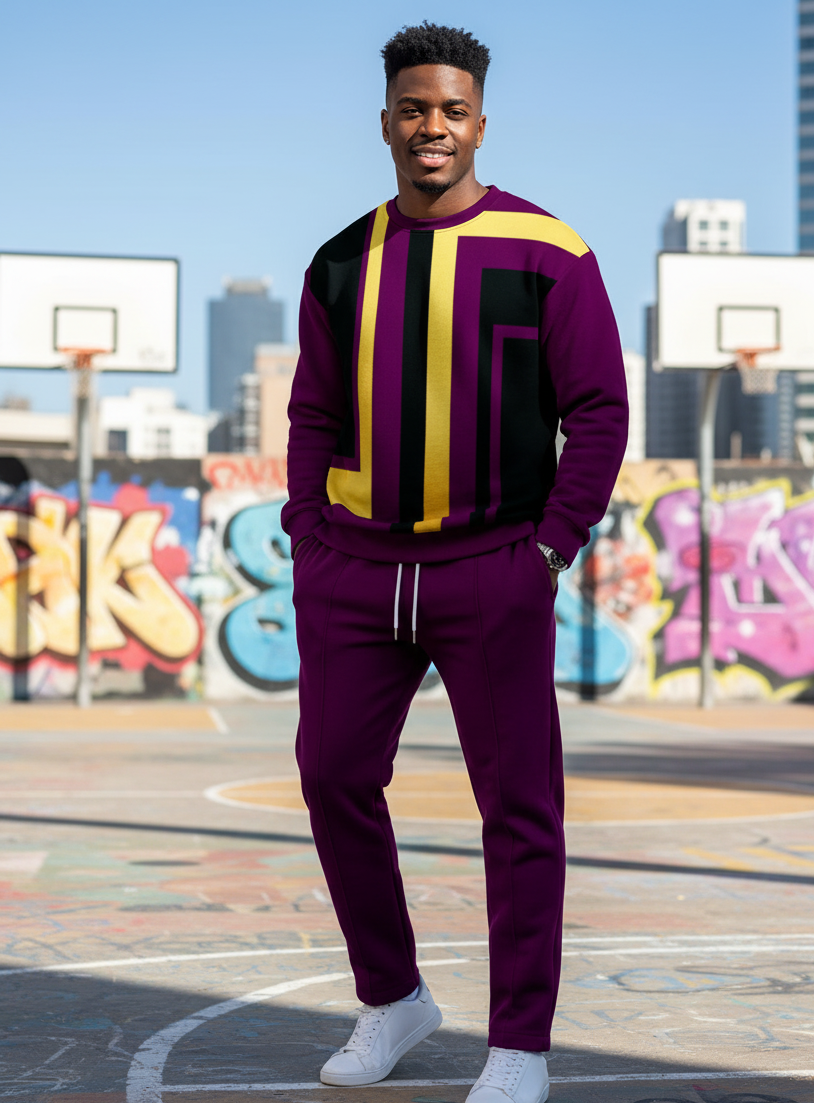 Casual top met kroonprint hoge hals lange set pg