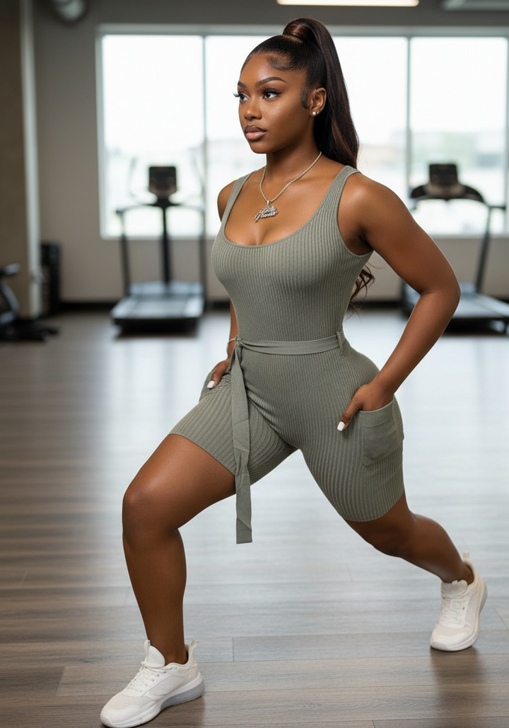 Dames Effen Kleur Ribbed groening