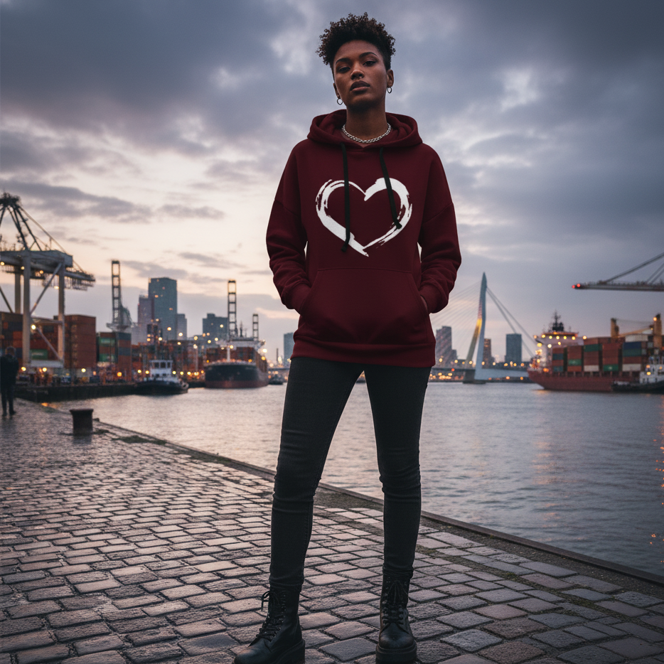 Dames hoodie gewatteerd sweatshirt rood