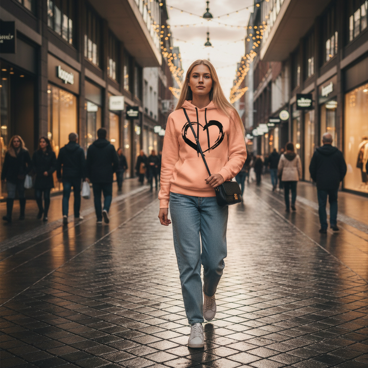 Dames hoodie gewatteerd sweatshirt rose