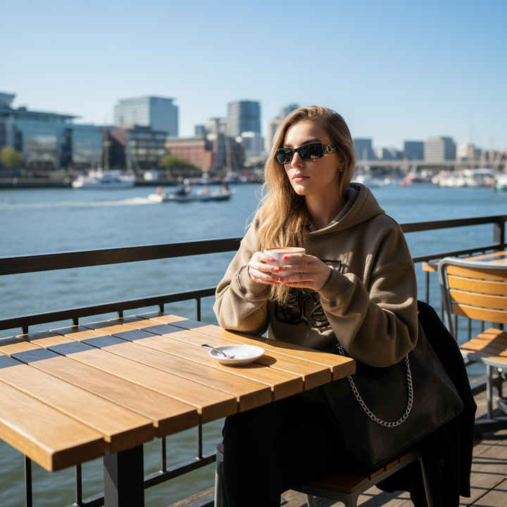 Dames hoodie met velvet voering  terras