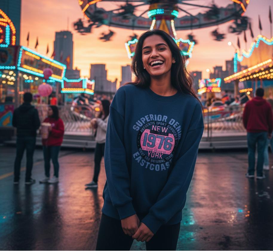 Dames sweater retro stijl donker blauw1