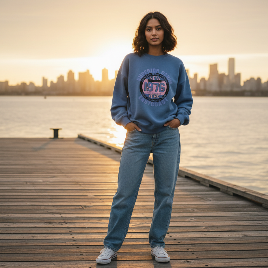 Dames sweater retro stijl licht blauw