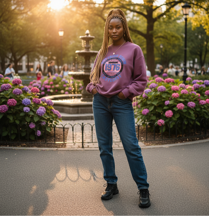 Dames sweater retro stijl paars