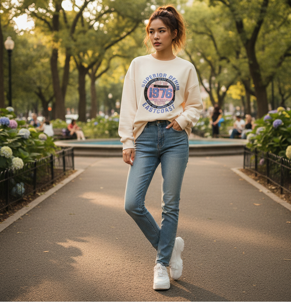 Dames sweater retro stijl wit