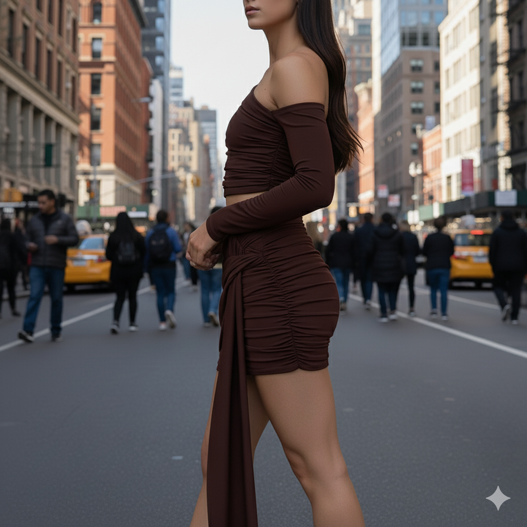 Damesschouderrok met lange mouwen