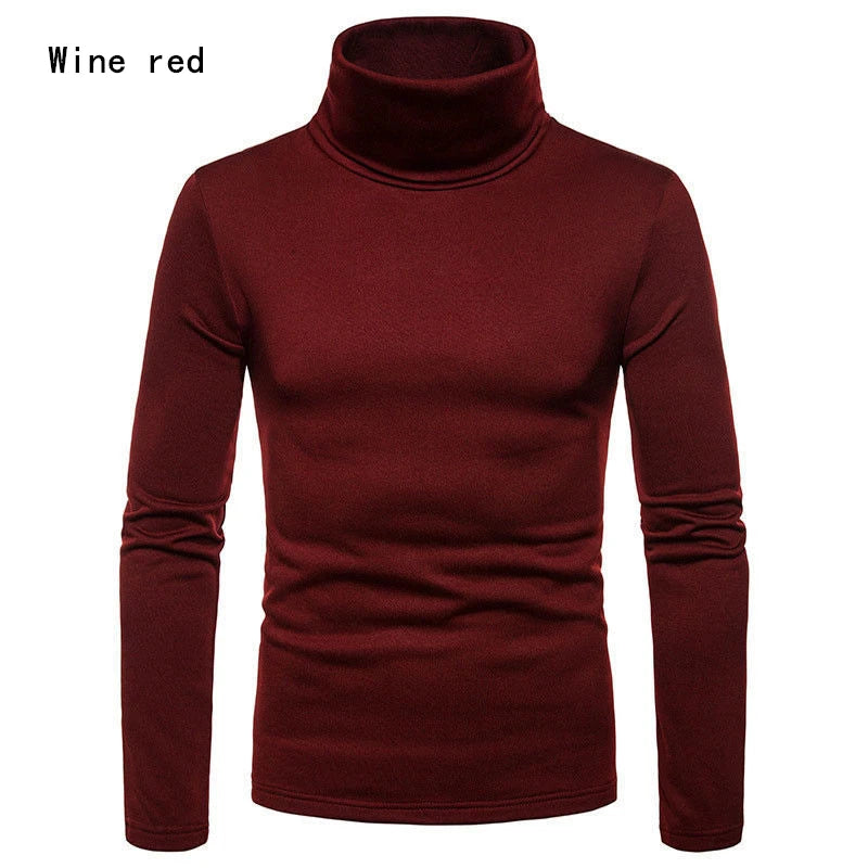 Autumn Winter Mens Turtleneck Sweaters Casual Thermal Long Sleeve Slim Fit Pullovers Stretch Basic Tops Sweatshirt Jumper Tshirt