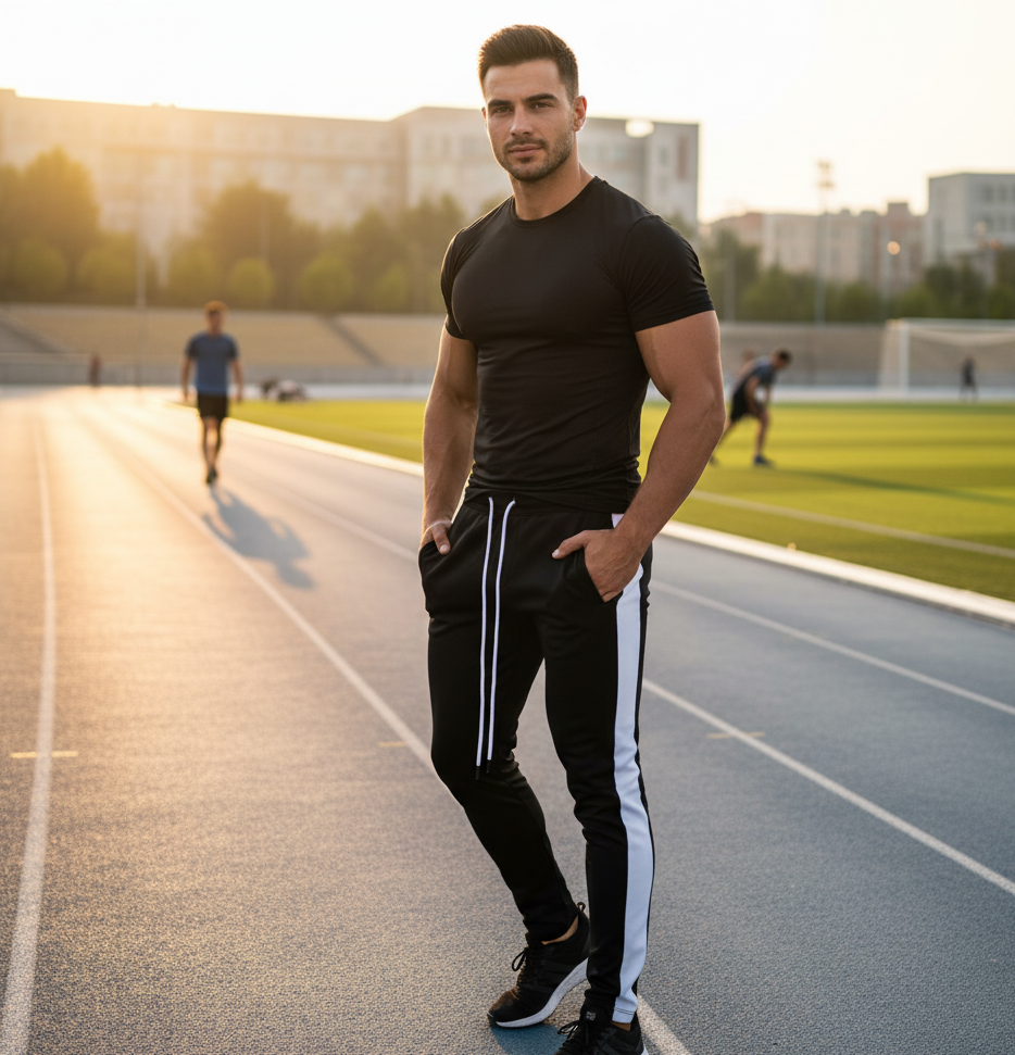 Heren Casual Legging Sportbroeken zwart