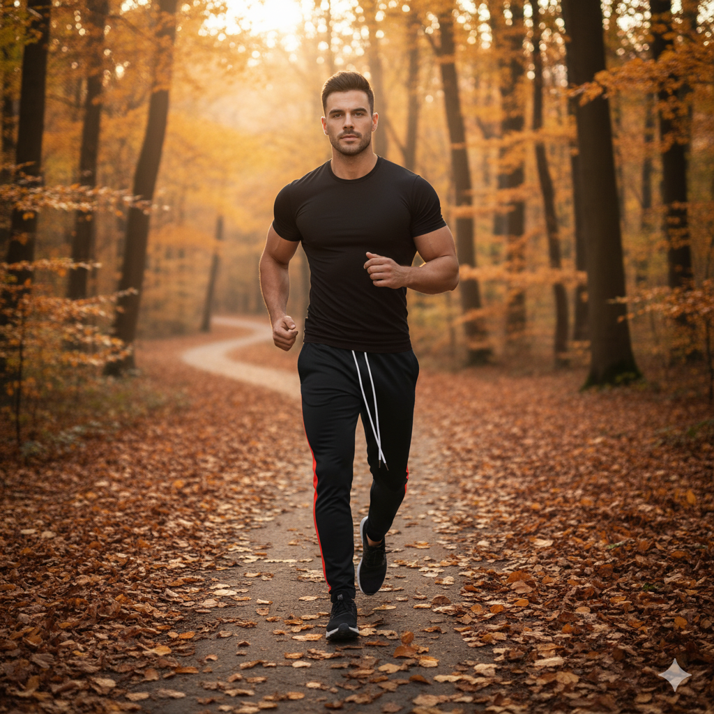 Heren Casual Legging Sportbroeken zwart rood