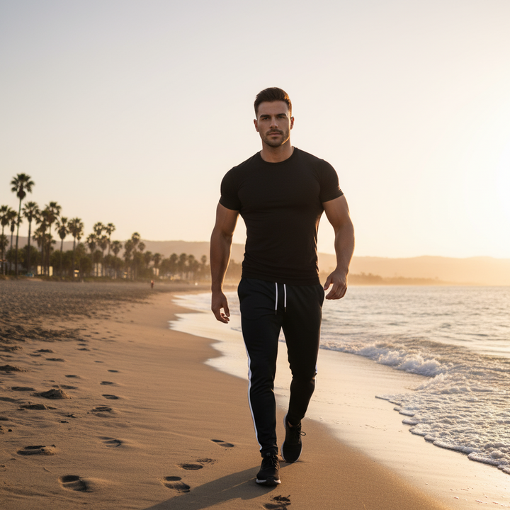 Heren Casual Legging Sportbroeken zwart wit