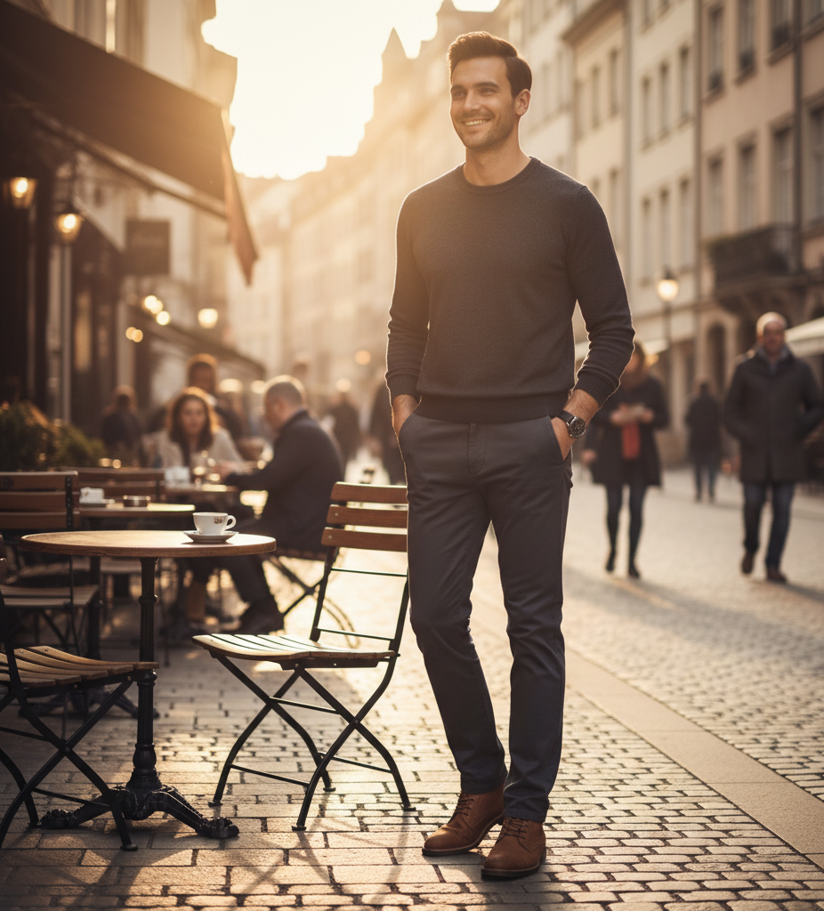 Heren broek met fleece voering slim fit taperedgrijs