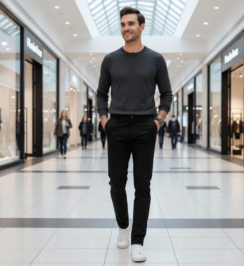 Heren broek met fleece voering slim fit tapered zwrt