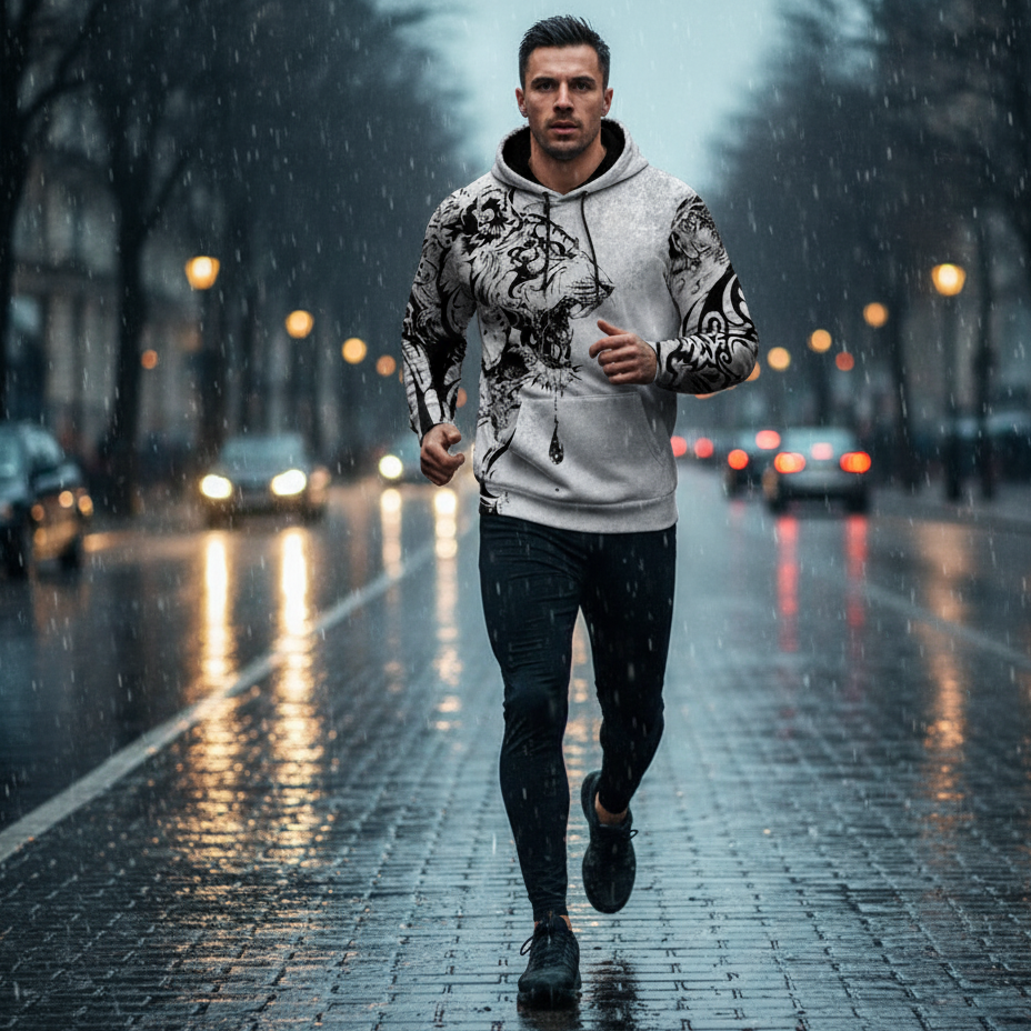 Heren hoodie met coole dierenprint  type e