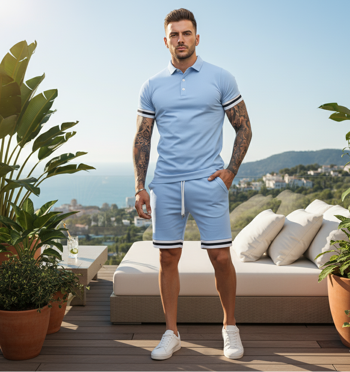 Heren short set tweedelig polo en short zomer licht en sportief | Lusch lb