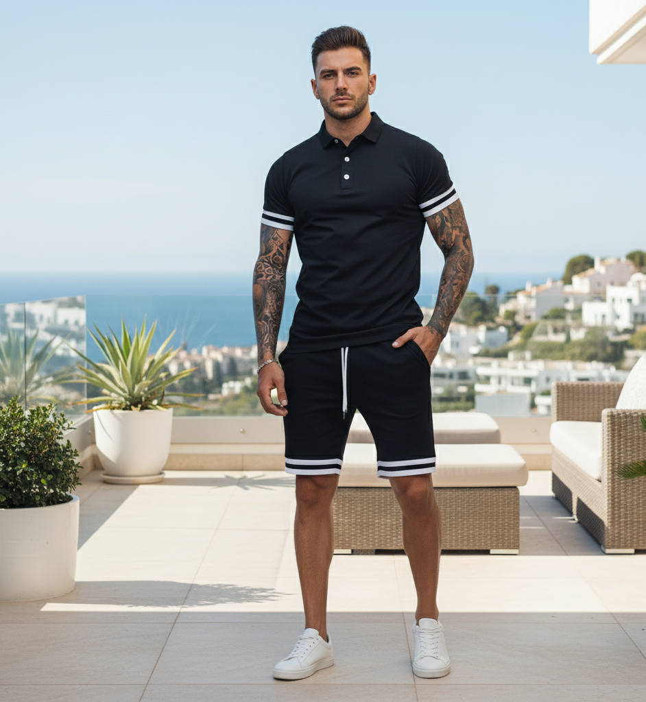 Heren short set tweedelig polo en short zomer licht en sportief | Lusch