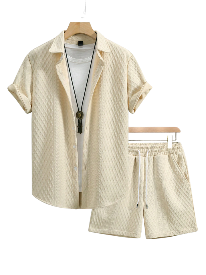 Jacquard Set (Roze) – Short Sleeve Shirt + Shorts